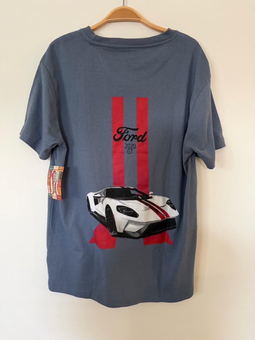 Ford Blue Short Sleeve Tee with Red and White GT Car Graphic